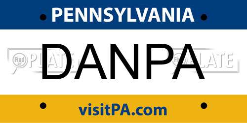 DANPA Pennsylvania License Plate