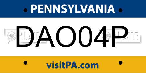 DAO04P Pennsylvania License Plate