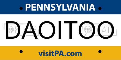 DAOITOO Pennsylvania License Plate