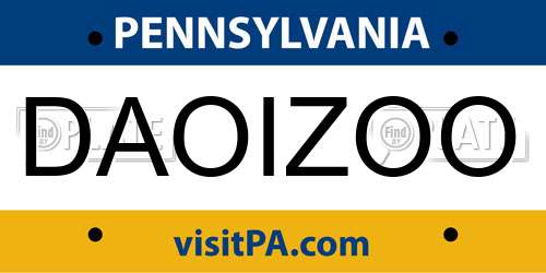 DAOIZOO Pennsylvania License Plate