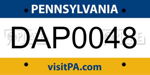 DAP0048 Pennsylvania License Plate