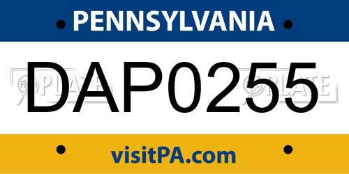 DAP0255 Pennsylvania License Plate