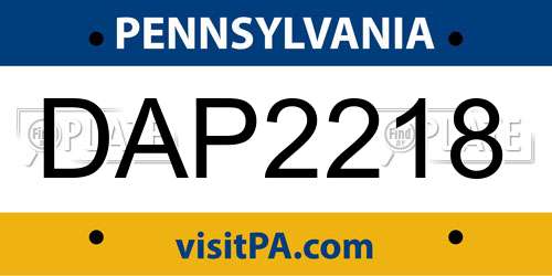 DAP2218 Pennsylvania License Plate