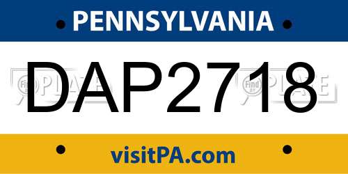 DAP2718 Pennsylvania License Plate