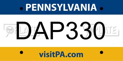 DAP330 Pennsylvania License Plate