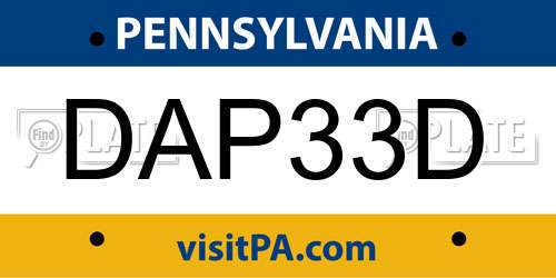 DAP33D Pennsylvania License Plate