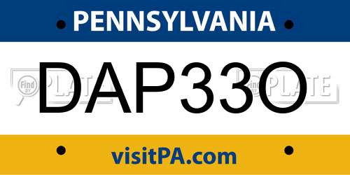 DAP33O Pennsylvania License Plate