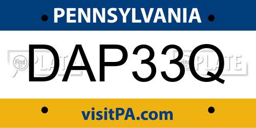 DAP33Q Pennsylvania License Plate