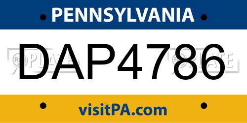 DAP4786 Pennsylvania License Plate
