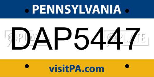 DAP5447 Pennsylvania License Plate