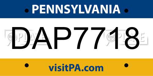 DAP7718 Pennsylvania License Plate