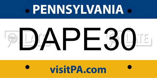 DAPE30 Pennsylvania License Plate