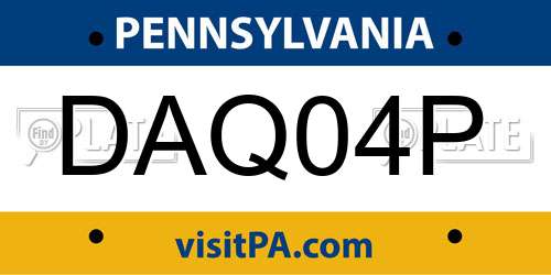 DAQ04P Pennsylvania License Plate
