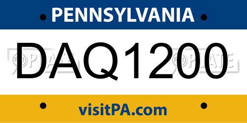 DAQ1200 Pennsylvania License Plate