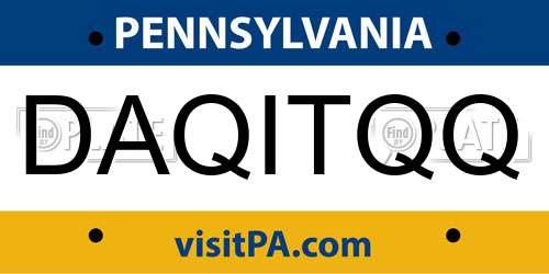 DAQITQQ Pennsylvania License Plate