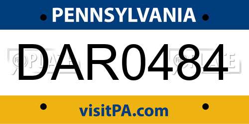 DAR0484 Pennsylvania License Plate