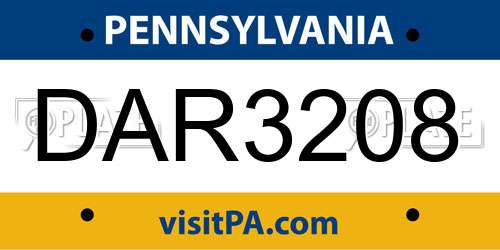 DAR3208 Pennsylvania License Plate