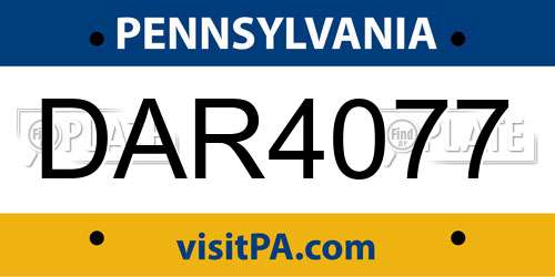 DAR4077 Pennsylvania License Plate