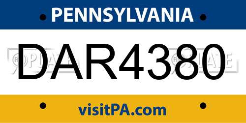DAR4380 Pennsylvania License Plate