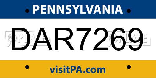 DAR7269 Pennsylvania License Plate