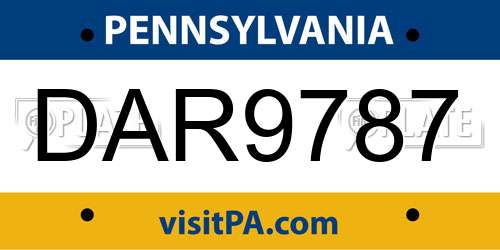 DAR9787 Pennsylvania License Plate