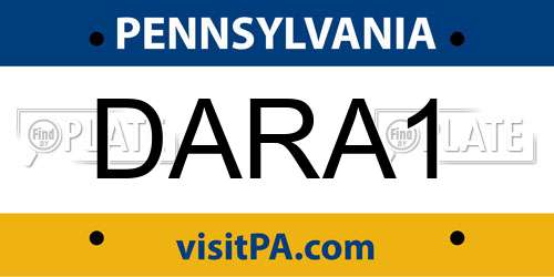 DARA1 Pennsylvania License Plate