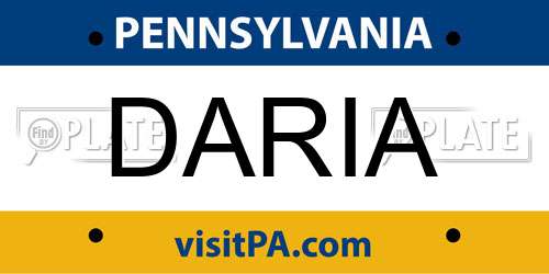 DARIA Pennsylvania License Plate