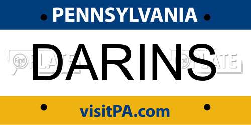 DARINS Pennsylvania License Plate