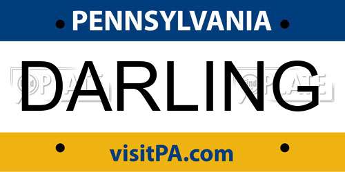 DARLING Pennsylvania License Plate