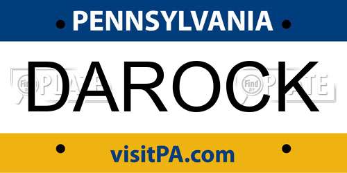 DAROCK Pennsylvania License Plate