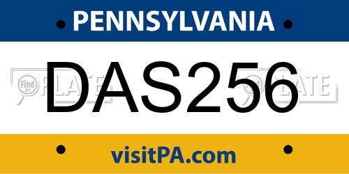 DAS256 Pennsylvania License Plate
