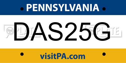 DAS25G Pennsylvania License Plate