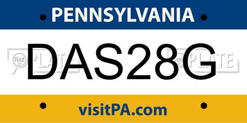 DAS28G Pennsylvania License Plate