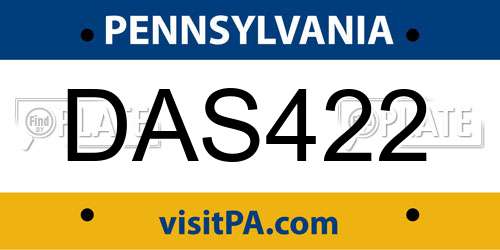 DAS422 Pennsylvania License Plate