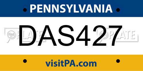 DAS427 Pennsylvania License Plate