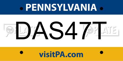 DAS47T Pennsylvania License Plate