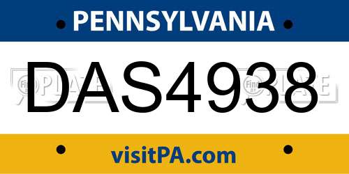 DAS4938 Pennsylvania License Plate