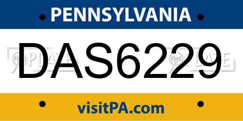 DAS6229 Pennsylvania License Plate