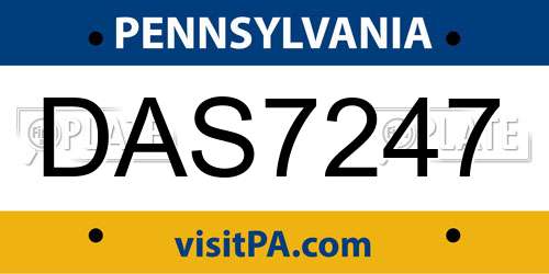 DAS7247 Pennsylvania License Plate