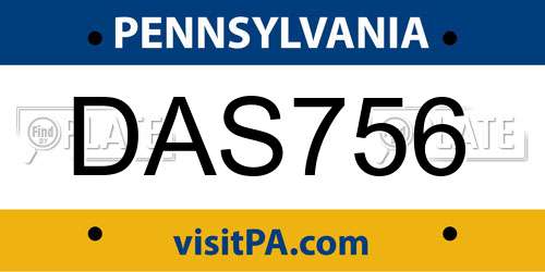DAS756 Pennsylvania License Plate