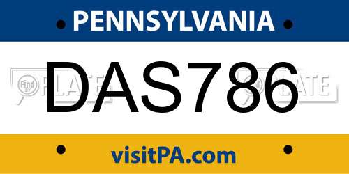 DAS786 Pennsylvania License Plate