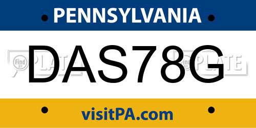 DAS78G Pennsylvania License Plate