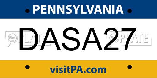 DASA27 Pennsylvania License Plate