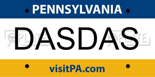 DASDAS Pennsylvania License Plate