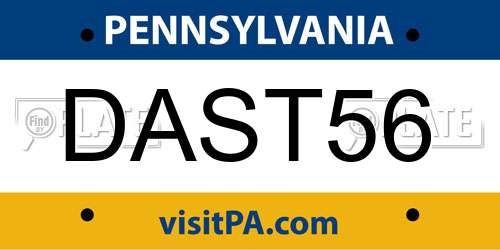 DAST56 Pennsylvania License Plate