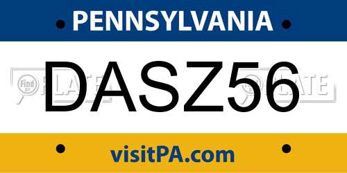 DASZ56 Pennsylvania License Plate
