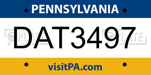 DAT3497 Pennsylvania License Plate
