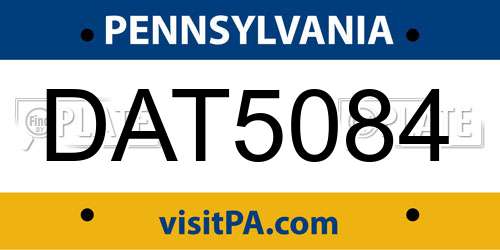 DAT5084 Pennsylvania License Plate