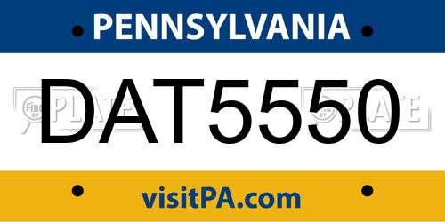 DAT5550 Pennsylvania License Plate