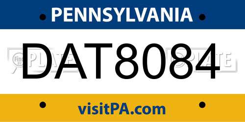 DAT8084 Pennsylvania License Plate